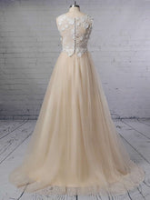 Illusion Lace Tulle Sweep Train Wedding Dress With Flower(s) for Ball Gowns